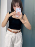 浪莎吊帶背心女2025夏季新款工字寬肩帶內搭打底胸墊一體外穿上衣 慵懶黑 【基礎款】 L 【推薦115-130斤】 曬單實拍圖