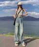 憶思減2025年春夏季闊腿牛仔褲女寬松破洞高腰顯瘦小個(gè)子直筒褲拖地褲子 復(fù)古藍(lán)長(zhǎng)褲 S 曬單實(shí)拍圖