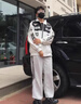 美式三條杠休閑褲子男款春夏青少年衛(wèi)褲高個子加長版垂感直筒褲男 CL-QD2834【灰色】 L 曬單實拍圖