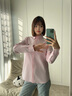 Teenie Weenie小熊女裝襯衫2025秋新款活力多巴胺清新基礎(chǔ)翻領(lǐng)襯衣 淺粉色 M 曬單實(shí)拍圖