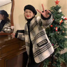 DGOV早春小香風(fēng)復古格子外套女秋季款2025新款洋氣小個(gè)子短款毛呢上衣 黑色 S 【75-90斤】 曬單實(shí)拍圖