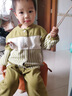 G.DUCKKIDS小黃鴨童裝男童套裝春秋季2024新款兒童衣服寶寶小狗棒球服三件套 KN24107小狗豎條-卡其色 90 建議1~2歲【 80-90cm】 曬單實拍圖