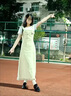閃動(dòng)少女（SHANDONGSHAONV）2024新款女生顯瘦收腰連衣裙長(cháng)裙到腳踝背帶牛仔裙子兩件套裝女 單白色上衣面料 S 曬單實(shí)拍圖