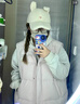 辛鏡色可愛(ài)兔耳朵棒球帽子女款冬季顯臉小大頭圍百搭加厚羊羔毛絨鴨舌帽米白色均碼 （54-58cm） 曬單實(shí)拍圖