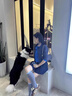 DGOV撞色假兩件針織衫女秋季慵懶風(fēng)毛衣軟糯開衫復(fù)古長袖短款上衣外套 深灰+深藍(lán) zt S 建議75-95斤 曬單實(shí)拍圖