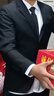 法蒙澤西服套裝男士外套韓版修身伴郎新郎結(jié)婚小西裝男商務(wù)休閑職業(yè)正裝 黑色雙扣(上衣+褲子+襯衫+領(lǐng)帶) XL (175) 【110-125斤】 曬單實拍圖