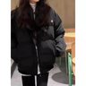 LDBE立領(lǐng)棉衣棉服女秋冬2025新款寬松保暖休閑美式復(fù)古面包服棉襖外套 黑色 S 曬單實拍圖