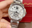 【二手99新】卡地亞（Cartier）男表卡歷博系列 自動(dòng)機械間金后鑲鉆日期顯示二手奢侈品腕表手表鐘 表徑42mm鋼帶白盤(pán)W7100015 曬單實(shí)拍圖