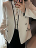 玖姿·安娜蔻極簡(jiǎn)優(yōu)雅小香風(fēng)撞色邊無(wú)領(lǐng)立裁西裝外套女春季 米白 S 曬單實(shí)拍圖