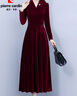 皮爾卡丹（pierre cardin）金絲絨長(cháng)袖連衣裙2025新款女士春秋冬款媽l媽氣質(zhì)長(cháng)裙針織 酒紅色 2XL (125-134斤) 曬單實(shí)拍圖
