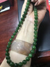 安道子和田玉菠菜綠碧玉項鏈男女款玉珠圓珠玉鏈子節日禮物送媽媽附證書(shū) 微少黑點(diǎn) 珠徑約8mm-鏈長(cháng)約45cm 曬單實(shí)拍圖