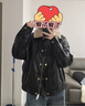 太平鳥女裝短外套時(shí)髦PU皮機(jī)車風(fēng)女冬裝時(shí)尚衣服夾棉夾克 黑色 L 曬單實(shí)拍圖