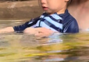 柯帛（KEBO） 兒童泳衣男童 泳褲 男大中小童 泳衣兒童寶寶套裝連體兒童帶泳帽游泳衣平角速干 條紋 6碼 曬單實(shí)拍圖