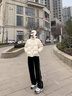 AEMAPE闊腿運(yùn)動(dòng)褲女春秋季2025小個(gè)子高腰休閑褲女窄版直筒拖地褲子女 黑色 M 【建議96-110斤】 曬單實(shí)拍圖