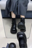 ZHR女靴冬季粗跟增高馬丁靴女復(fù)古加絨小個(gè)子短靴女 JF95A 黑色 37  曬單實(shí)拍圖