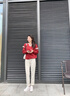 PMOG加絨加厚新款哈倫牛仔褲女2023年秋冬季高腰顯瘦百搭老爹寬松九分 米白-白色絨 L [建議106-116斤] 曬單實(shí)拍圖