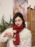 蘇木佰（SOMUBAY）可愛(ài)小熊紅色圍巾女冬季新款保暖防風(fēng)針織圍脖本命年送禮物圣誕節 紅色小熊 曬單實(shí)拍圖