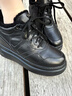 艾今（IIJIN）2024冬季新款9cm厚底內增高純色真皮加絨保暖休閑板鞋女283GNB 黑色 （加絨） 37 曬單實(shí)拍圖