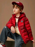 ASK JUNIOR90絨新年男童羽絨服冬加厚保暖星空連帽輕薄羽絨服 紅色 170 曬單實(shí)拍圖