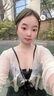 Qbily 游泳衣女【兩件套】連體裙保守遮肚泡溫泉ins長袖外套可拆卸胸墊 黑-連體泳衣兩件套【90-125斤】 曬單實拍圖