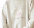 Halo Queen衛衣女春秋圓領(lǐng)馬卡龍蝴蝶結小兔寬松休閑套頭上衣潮流H143W1040 曬單實(shí)拍圖