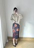 致知ZHIZHI 【風鈴裙】印花半身裙女2025春季新款包臂顯瘦郁金香 石墨灰黑 S 曬單實拍圖