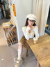 蕾絲V領(lǐng)修身打底衫女2025新款春秋冬季內(nèi)搭設(shè)計感鏤空長袖t恤上衣 杏色 M 曬單實拍圖
