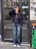伊離姿牛仔褲女春秋新款加大碼胖mm寬松直筒褲顯瘦松緊腰抽繩闊腿褲子潮 藍色 L 100-120斤 曬單實(shí)拍圖