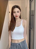 NOME雙肩帶吊帶背心純棉美背短款修身露臍女內搭外穿上衣 白色 S 曬單實(shí)拍圖