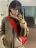 GARNUO皮毛一體羊羔毛外套女2025新款冬季麂皮絨機車(chē)服加絨加厚夾克棉服 棕色 S 【80-100斤】 曬單實(shí)拍圖