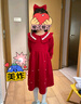 迪士尼女童連衣裙2025新款春款兒童公主裙寶寶冬款禮服紅色加絨裙拜年服 紅色加.絨 90 曬單實(shí)拍圖