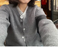 PSO Brand【假兩件】針織衫毛衣女甜美春秋短款小眾開衫上衣外套 碳末灰 Carbon L 曬單實(shí)拍圖