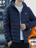 JEEP SPIRIT加大碼輕薄羽絨服男2025年超輕便短款黑色冬季厚外套 深藍色 連帽款  3XL (150-165斤穿) 曬單實(shí)拍圖