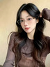 眼鏡生活（LOHO）個(gè)性老錢風(fēng)半框眼鏡近視女度數(shù)可配素顏顯臉小鏡框防藍(lán)光鏡架 FEG-落日金(茶色腿) 【高清護(hù)目】0度防藍(lán)光鏡片 曬單實(shí)拍圖