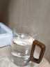 京厽防爆耐高溫實(shí)木把手水杯咖啡杯辦公個(gè)人水杯煙灰色玻璃杯茶杯 透明升杯 500ml 曬單實(shí)拍圖