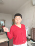 針織開衫外套女短款寬松毛衣外搭小衫長袖V領(lǐng)打底衫春秋洋氣上衣 磚紅 L 105-115斤 曬單實(shí)拍圖