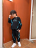 G.DUCKKIDS童裝男童秋裝套裝兒童衣服男孩春秋冬裝加絨加厚馬甲運動裝三件套 綠色兩件套【春秋款】 140尺碼9~10歲【130-140cm】 曬單實拍圖