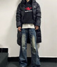 準者長款羽絨服男女情侶款冬季新品鴨絨保暖防風(fēng)加厚運動連帽外套 純正黑 2XL (185) 曬單實拍圖