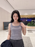 lagogo方領(lǐng)無(wú)袖背心女拉谷谷2025年春新款顯瘦打底修身可外穿上衣 黑色 M 曬單實(shí)拍圖