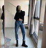 松緊腰哈倫牛仔褲女韓版高腰寬松褲子休閑百搭顯瘦老爹褲J393 淺藍(lán)色 XL （120-130斤） 曬單實(shí)拍圖