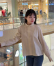 lagogo【萊賽爾】法式花邊襯衫女拉谷谷2025年春新款米色舒適上衣 米色 M 曬單實(shí)拍圖