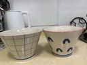 肆月日式面碗大碗陶瓷湯碗大號家用泡面碗微波爐可用高顏值餐具 網(wǎng)格【米黃色】 曬單實(shí)拍圖