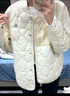 匹克運動棉服女秋冬新款時尚菱格棉衣面包服保暖V領(lǐng)外套 白米黃 S 曬單實拍圖