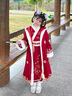 G.duck小黃鴨女童拜年服外套冬裝2024龍年新款漢服斗篷大衣紅色新年衣服 酒紅色 323夾棉外套 110 曬單實(shí)拍圖