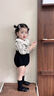 班喜迪嬰兒衣服秋裝嬰幼兒連體衣寶寶碎花包屁衣背帶褲套裝小月齡外出服 米色 90cm 曬單實(shí)拍圖