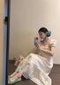 TAOROUSI法式蕾絲泡泡袖連衣裙女夏季新款女裝甜美收腰顯瘦氣質(zhì)A字長裙子 米色 S 曬單實拍圖