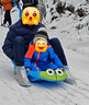 夢(mèng)多?；┌鍍和┸?chē)親子雪橇板滑冰車(chē)成人雪爬犁滑草板滑沙板雪車(chē)板 藍色【加長(cháng)104cm款】 【送熊貓+青蛙卡通頭】 曬單實(shí)拍圖