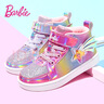 芭比童鞋女童跑步鞋冬款加絨公主風(fēng)女孩高幫板鞋運動(dòng)鞋DA5220粉色28碼 曬單實(shí)拍圖