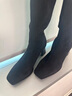 萊爾斯丹秋冬新款優(yōu)雅粗跟長(cháng)靴高跟長(cháng)筒彈力顯瘦保暖絨面女靴5T53102 黑色 BKF 37 曬單實(shí)拍圖