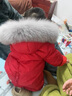 喜雅萌男童羽絨連體滑雪服新款童裝貉子毛領(lǐng)女寶兒童嬰兒加厚款白鴨絨服 紅色連體+灰狐貍毛+腰帶鞋套偏 100 S 曬單實拍圖